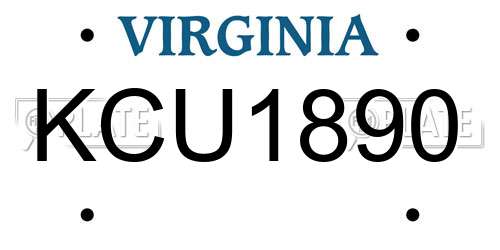 KCU1890 Virginia License Plate