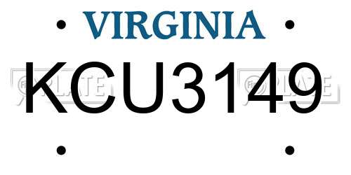 KCU3149 Virginia License Plate