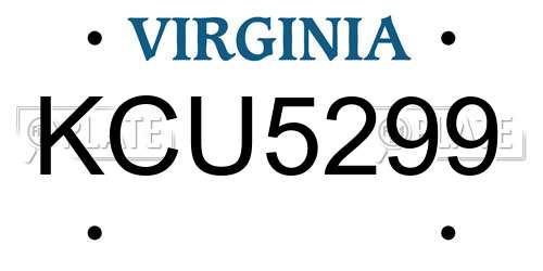KCU5299 Virginia License Plate