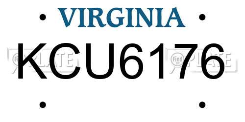 KCU6176 Virginia License Plate