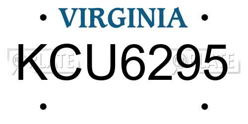 KCU6295 Virginia License Plate