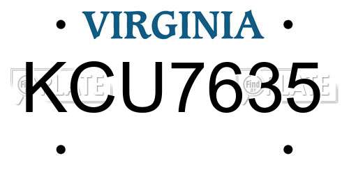 KCU7635 Virginia License Plate