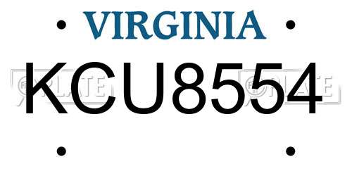 KCU8554 Virginia License Plate