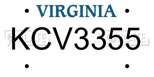 KCV3355 Virginia License Plate
