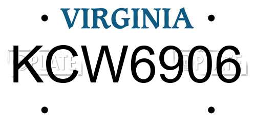 KCW6906 Virginia License Plate