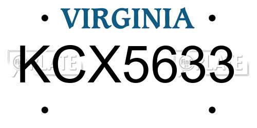 KCX5633 Virginia License Plate