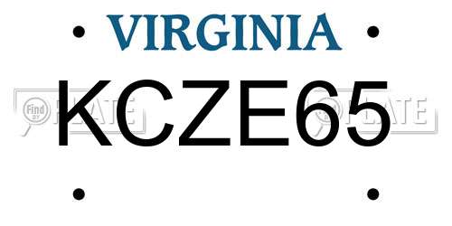 KCZE65 Virginia License Plate