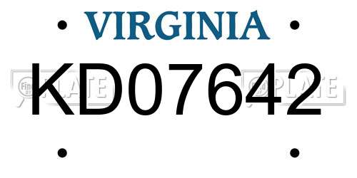 KD07642 Virginia License Plate