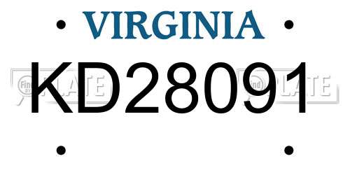 KD28091 Virginia License Plate
