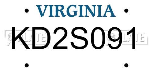 KD2S091 Virginia License Plate