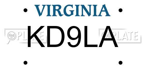 KD9LA Virginia License Plate