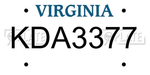 KDA3377 Virginia License Plate