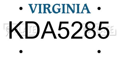 KDA5285 Virginia License Plate