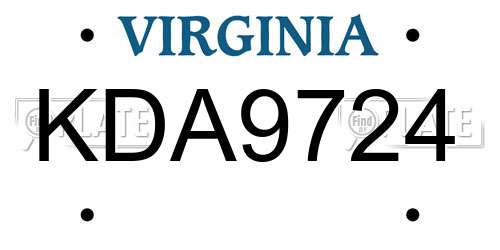 KDA9724 Virginia License Plate