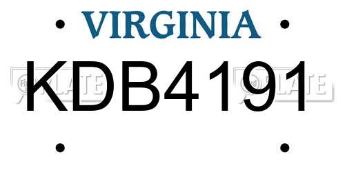 KDB4191 Virginia License Plate