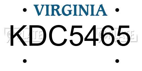 KDC5465 Virginia License Plate