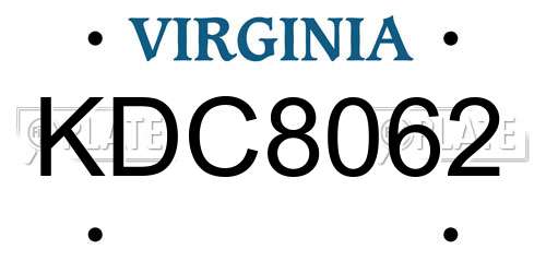 KDC8062 Virginia License Plate