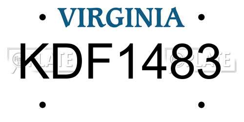 KDF1483 Virginia License Plate