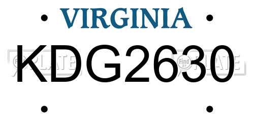 KDG2630 Virginia License Plate