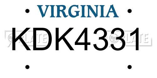 KDK4331 Virginia License Plate