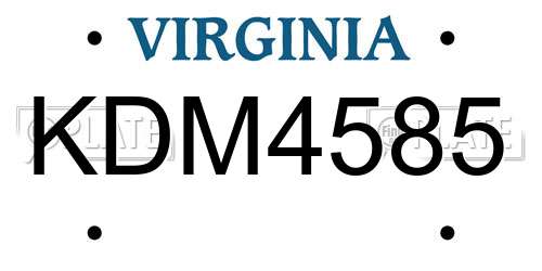 KDM4585 Virginia License Plate