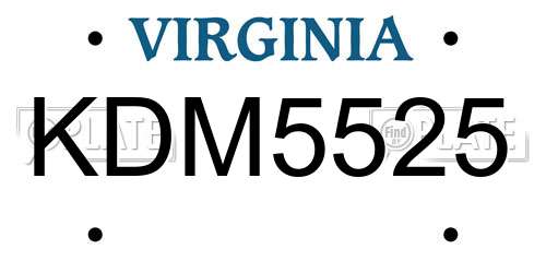 KDM5525 Virginia License Plate
