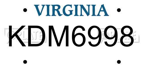 KDM6998 Virginia License Plate