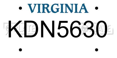 KDN5630 Virginia License Plate