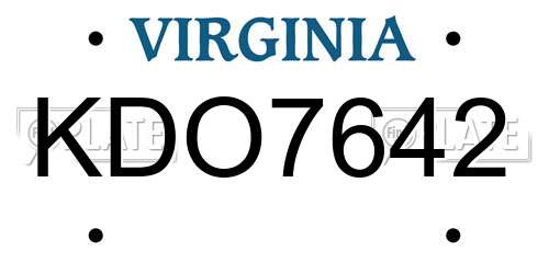 KDO7642 Virginia License Plate