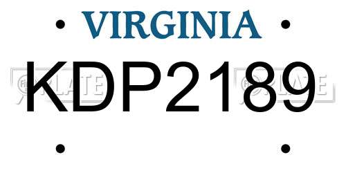 KDP2189 Virginia License Plate