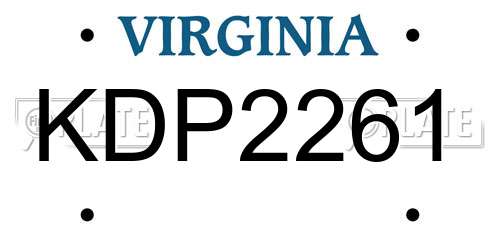KDP2261 Virginia License Plate