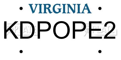 KDPOPE2 Virginia License Plate