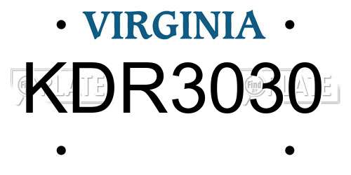 KDR3030 Virginia License Plate