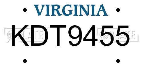 KDT9455 Virginia License Plate