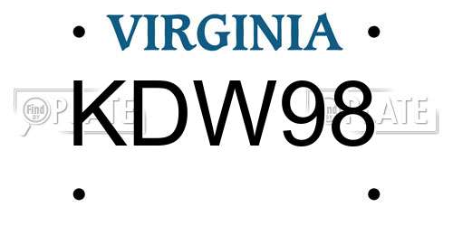 KDW98 Virginia License Plate
