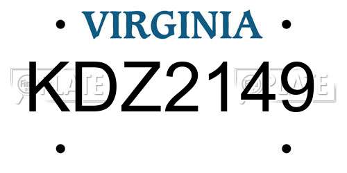 KDZ2149 Virginia License Plate