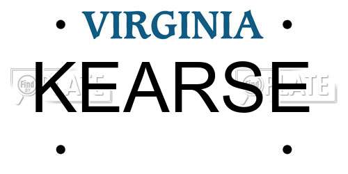 KEARSE Virginia License Plate