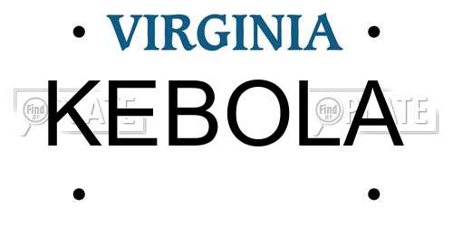 KEBOLA Virginia License Plate