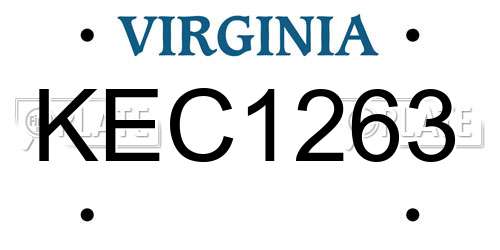 KEC1263 Virginia License Plate