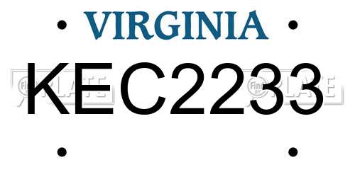 KEC2233 Virginia License Plate