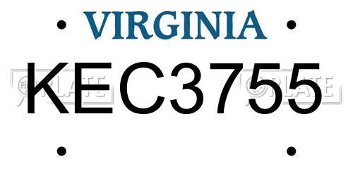 KEC3755 Virginia License Plate
