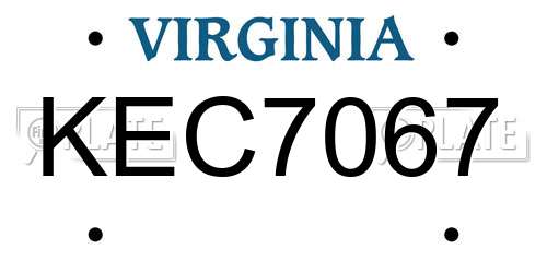 KEC7067 Virginia License Plate