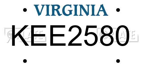 KEE2580 Virginia License Plate