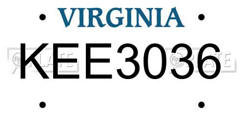 KEE3036 Virginia License Plate