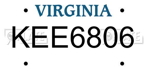 KEE6806 Virginia License Plate