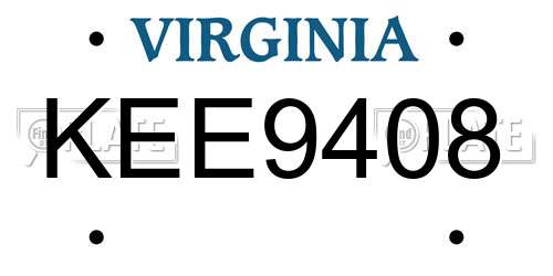 KEE9408 Virginia License Plate