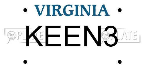 KEEN3 Virginia License Plate