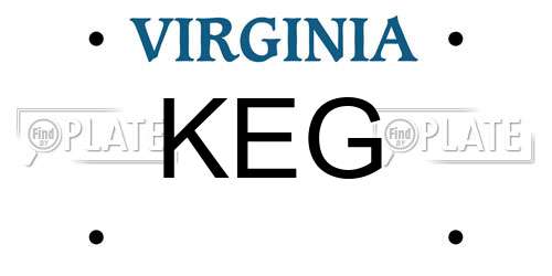 KEG Virginia License Plate