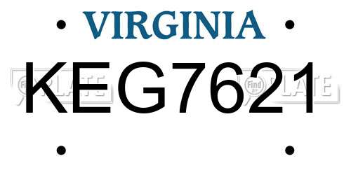KEG7621 Virginia License Plate
