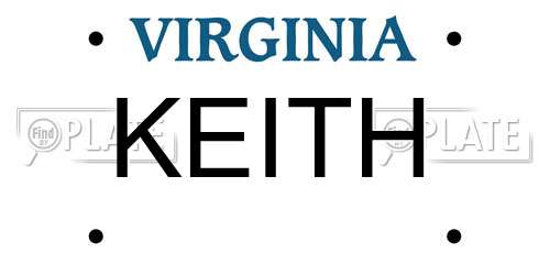 KEITH Virginia License Plate